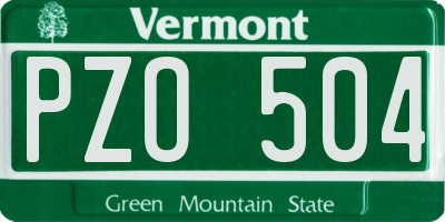 VT license plate PZO504