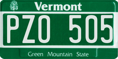 VT license plate PZO505