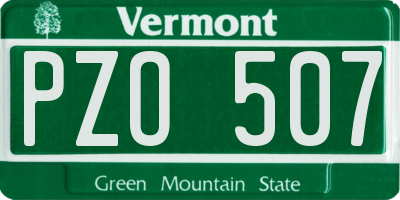 VT license plate PZO507