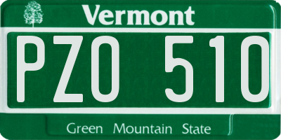 VT license plate PZO510