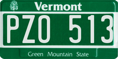 VT license plate PZO513