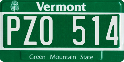 VT license plate PZO514