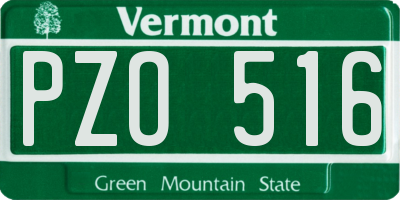 VT license plate PZO516