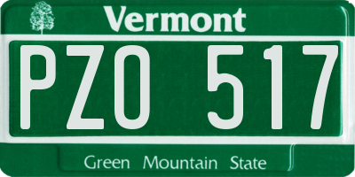 VT license plate PZO517