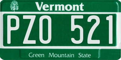 VT license plate PZO521
