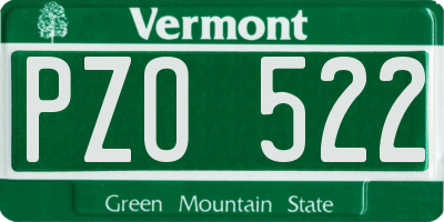 VT license plate PZO522