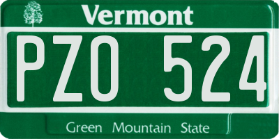 VT license plate PZO524