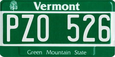 VT license plate PZO526