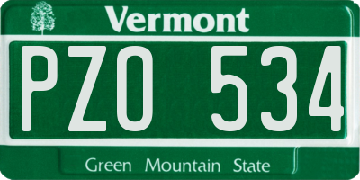 VT license plate PZO534