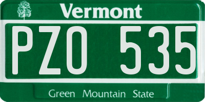 VT license plate PZO535
