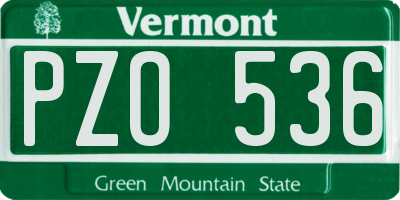 VT license plate PZO536