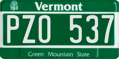 VT license plate PZO537