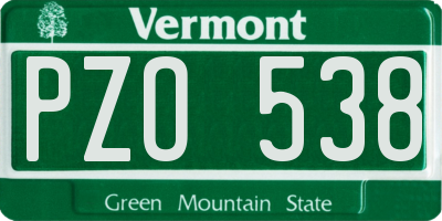 VT license plate PZO538