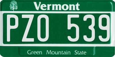 VT license plate PZO539