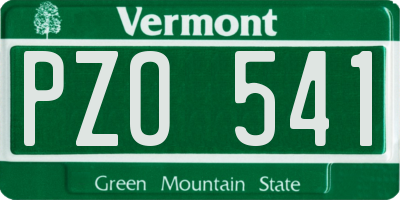 VT license plate PZO541