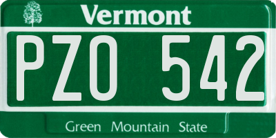 VT license plate PZO542
