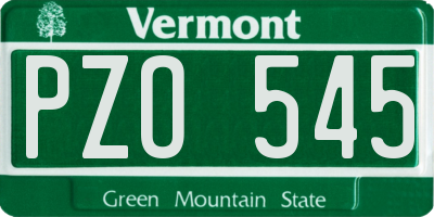 VT license plate PZO545