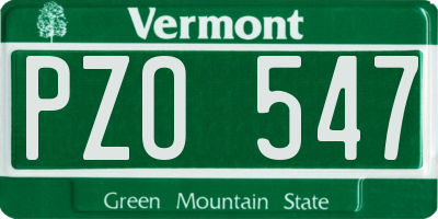 VT license plate PZO547