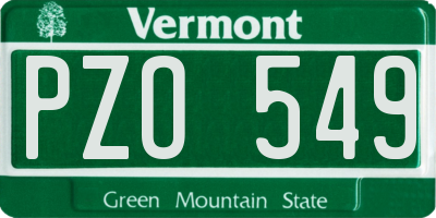 VT license plate PZO549