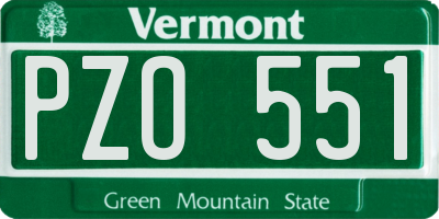 VT license plate PZO551