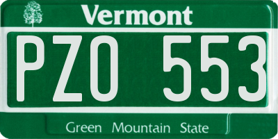 VT license plate PZO553