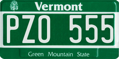 VT license plate PZO555