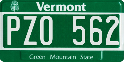 VT license plate PZO562
