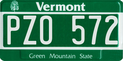 VT license plate PZO572