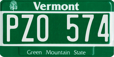 VT license plate PZO574