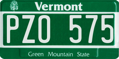 VT license plate PZO575