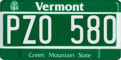 VT license plate PZO580