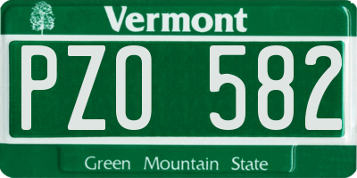 VT license plate PZO582