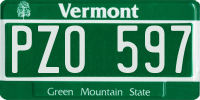 VT license plate PZO597