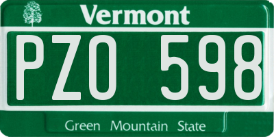 VT license plate PZO598