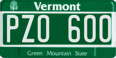VT license plate PZO600