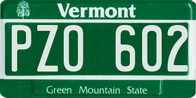 VT license plate PZO602