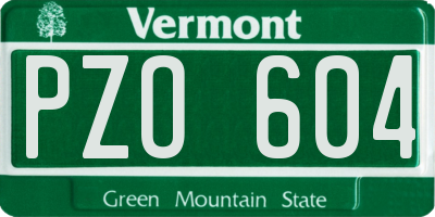 VT license plate PZO604