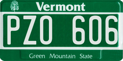VT license plate PZO606