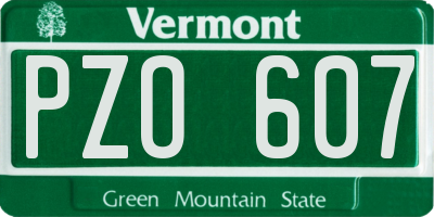 VT license plate PZO607