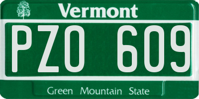VT license plate PZO609