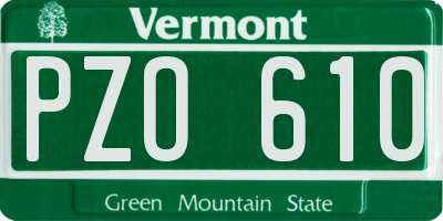 VT license plate PZO610