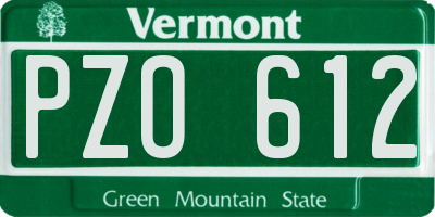 VT license plate PZO612