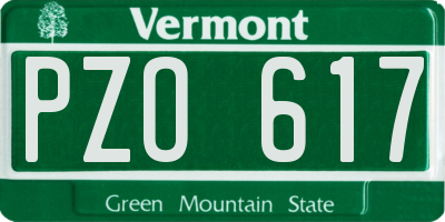 VT license plate PZO617
