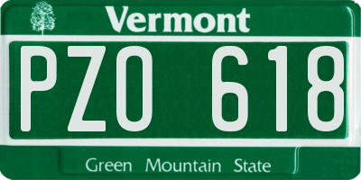 VT license plate PZO618