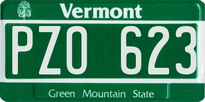 VT license plate PZO623