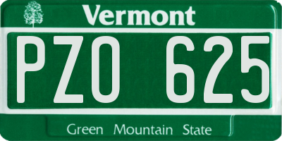 VT license plate PZO625