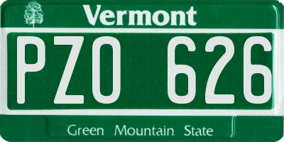 VT license plate PZO626