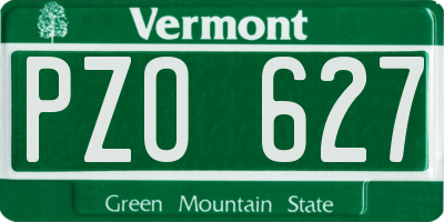 VT license plate PZO627