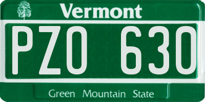 VT license plate PZO630