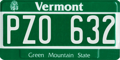 VT license plate PZO632